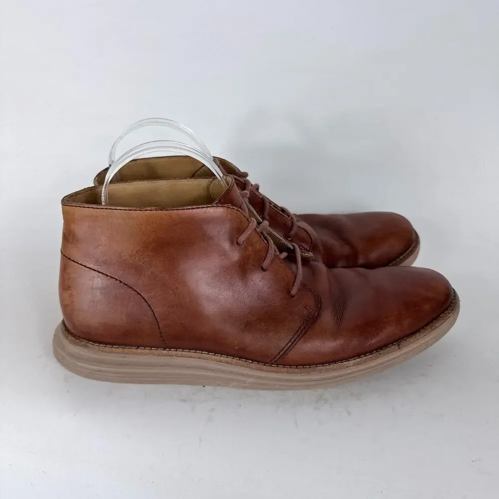 Cole Haan Lunargrand Chukka Boots Men's 9.5 Brown Leather Lace-Up Ankle Classic
